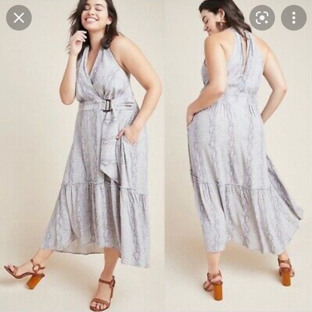 Anthropologie Plus Size 22 Marfa Dress Grey Motif Print